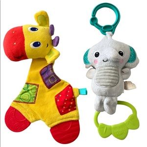 Bright Starts Giraffe Lovey Teether Baby Plush Toy Crinkle & Elephant Teether